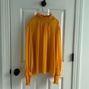 English Factory Mustard Yellow See Through Chiffon Blouse
